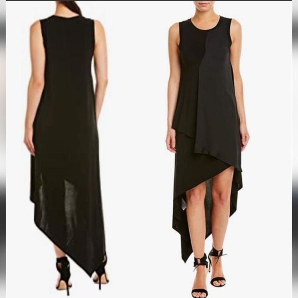 #1320 6TH & Lane Elegant Black Asymmetrical Dress